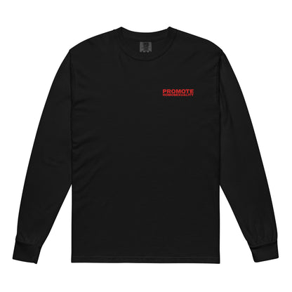 PROMOTE HOMOSEXUALITY EMBROIDERED LONG-SLEEVE T-SHIRT IN BLACK/RED